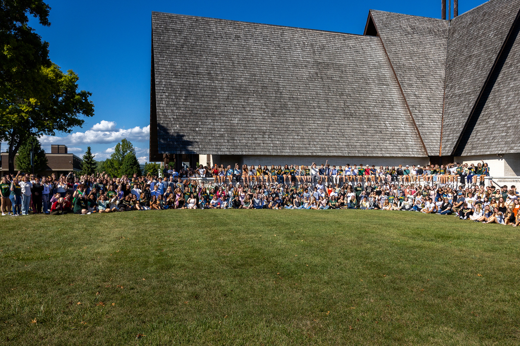 Keuka College's incoming class of 2025, shown posing outside Norton Chapel earlier this semester, were drawn by the College's location, as well as popular programs like Nursing, Education, Criminal Justice, Occupational Therapy, Psychology, and Management.